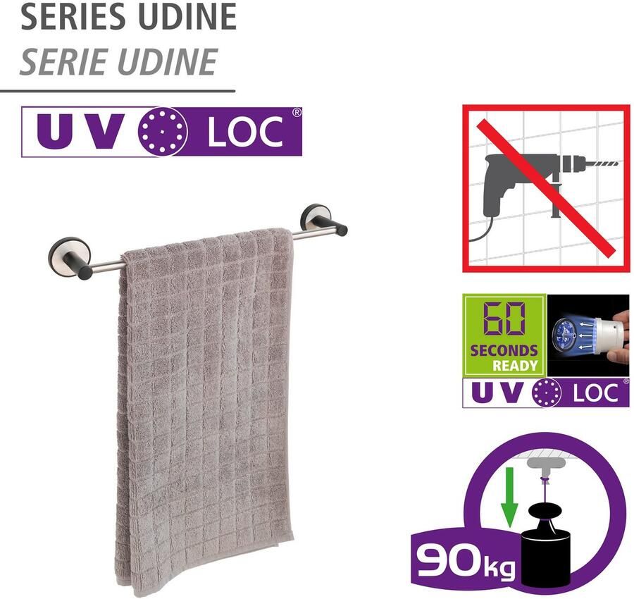 Wenko Handdoekstang UV-Loc Udine bevestigen zonder boren - Foto 6
