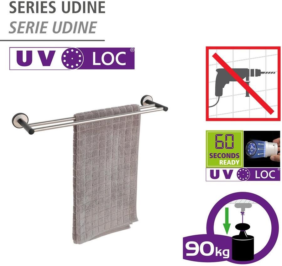 Wenko Handdoekstang UV-Loc Udine bevestigen zonder boren - Foto 6