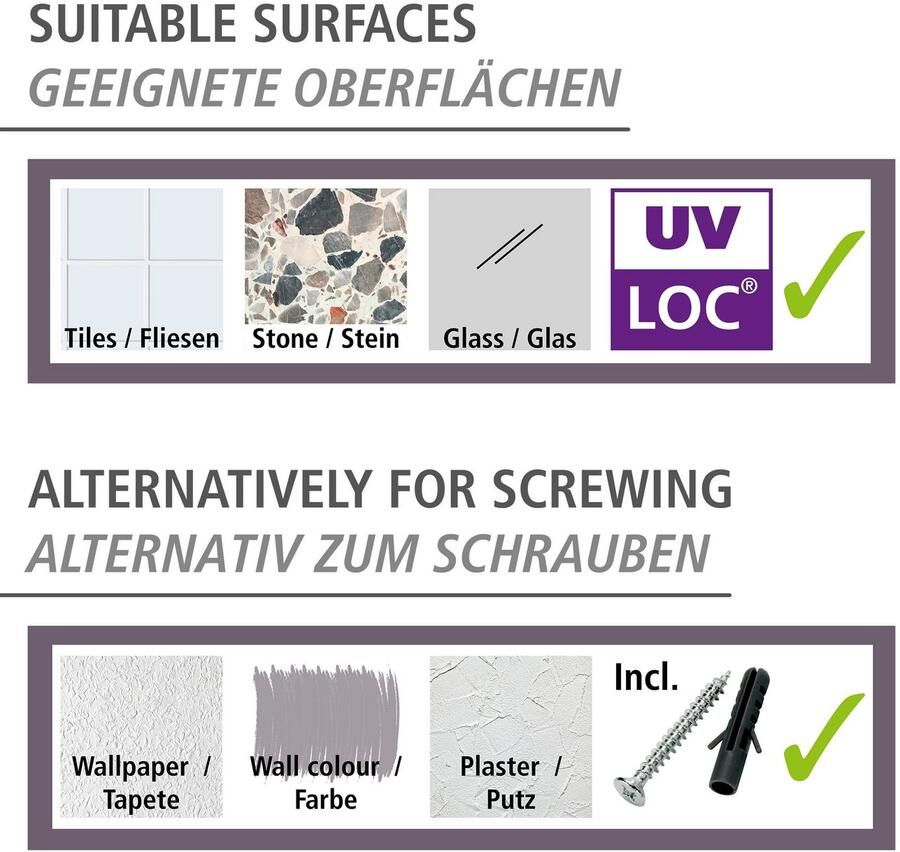 Wenko Handdoekring UV-Loc Udine bevestigen zonder boren - Foto 6