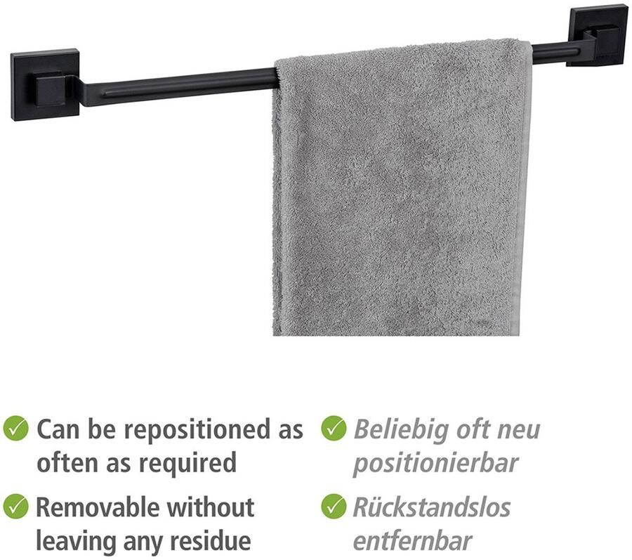 Wenko Handdoekstang Vacuum-Loc model Quadro van edelstaal bevestigen zonder boren - Foto 3