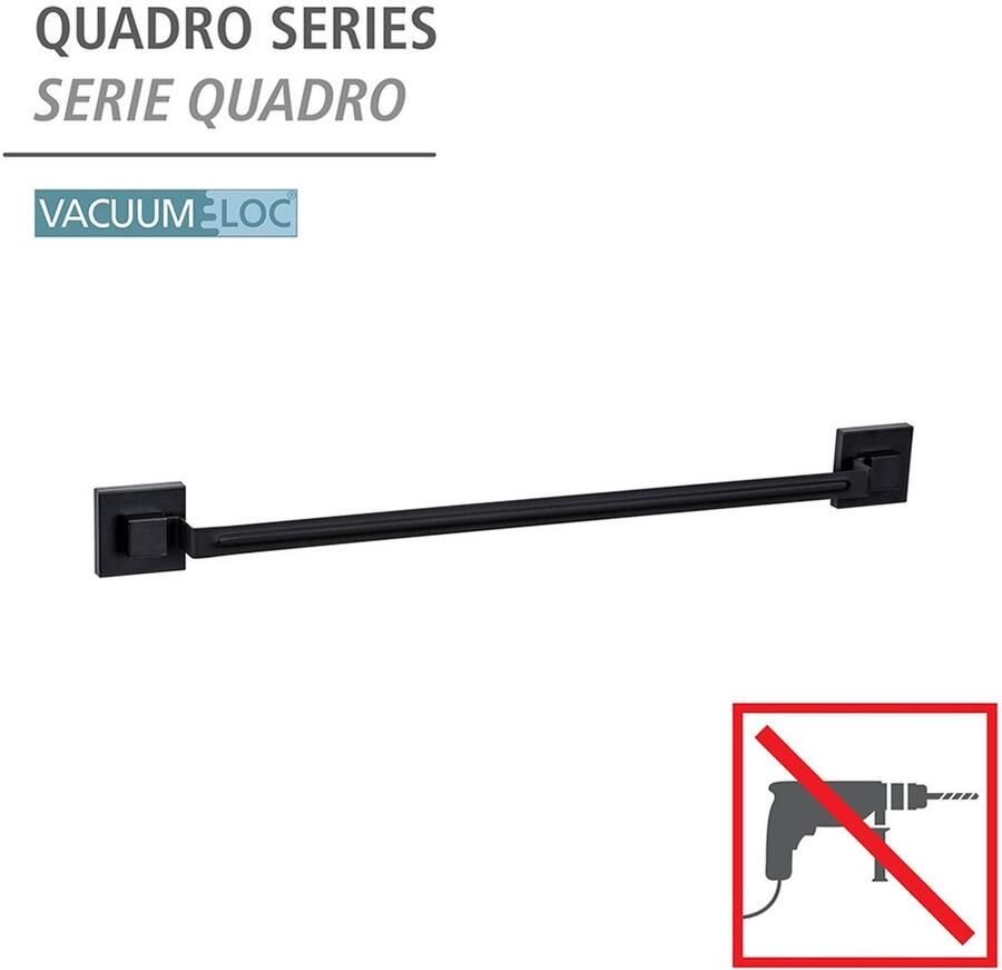 Wenko Handdoekstang Vacuum-Loc model Quadro van edelstaal bevestigen zonder boren - Foto 2