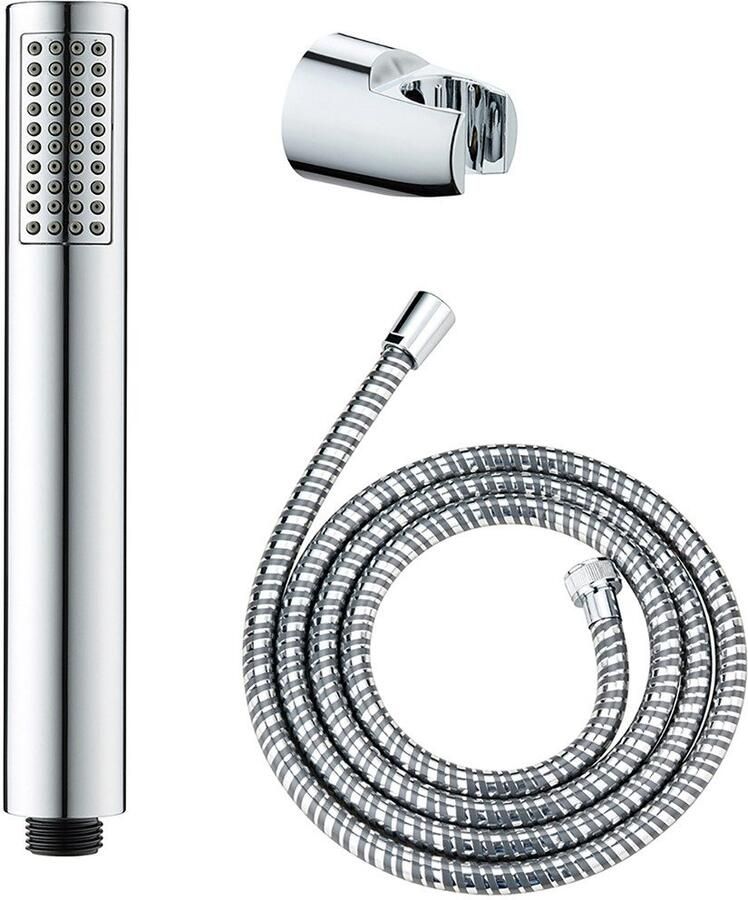 Wenko Handsproeier Model Basic Line douchkop set bad klassieke staaf-handdouche 150 cm douche slang bevestiging (3-delig) - Foto 9