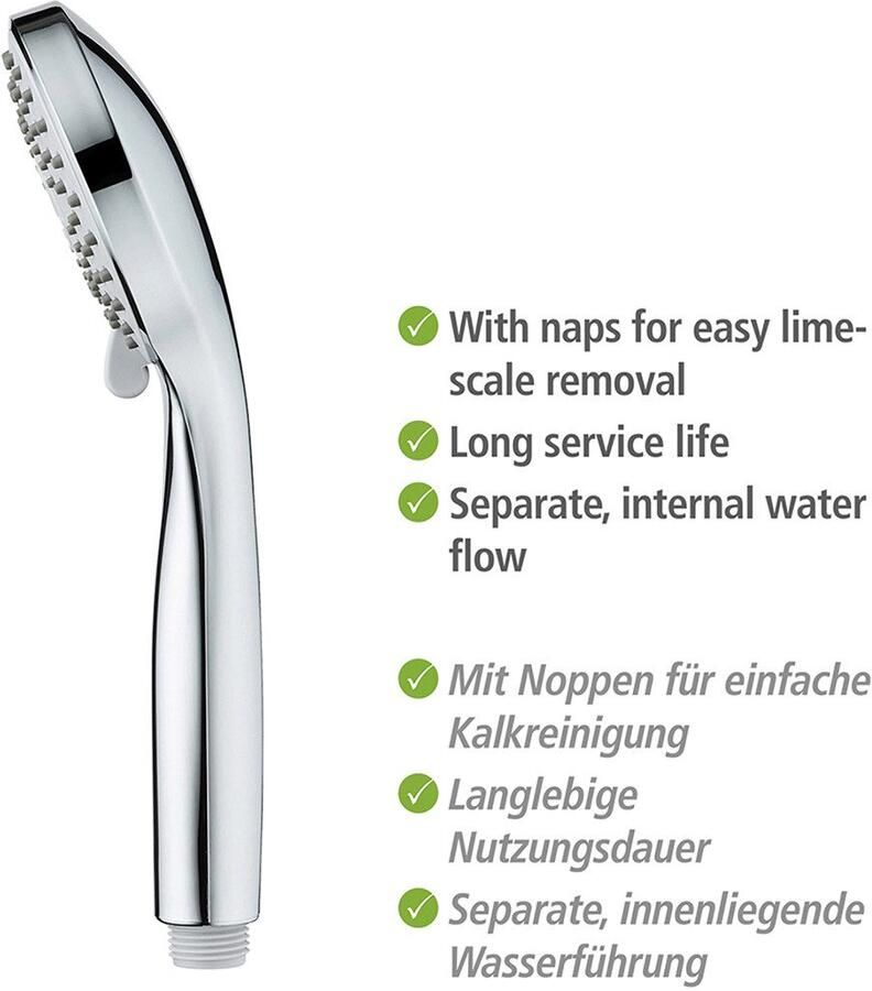 Wenko Handsproeier Model Basic Line douchkop set klassieke douchekop met 5 straalsoorten 150 cm douche slang (2-delig) - Foto 4