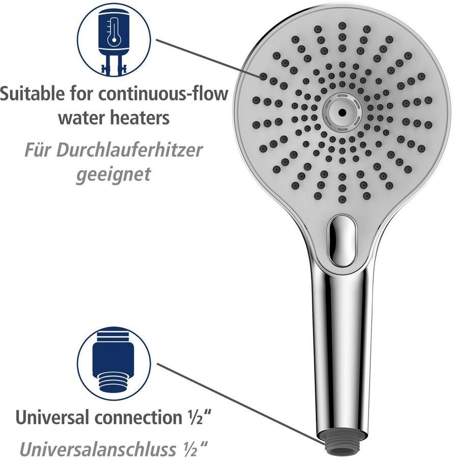 Wenko Handsproeier Ultimate Shower Chroom Wit Ø 13 cm (1-delig) - Foto 2