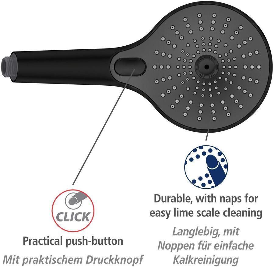 Wenko Handsproeier Ultimate Shower Zwart grijs Ø 13 cm (1-delig) - Foto 6