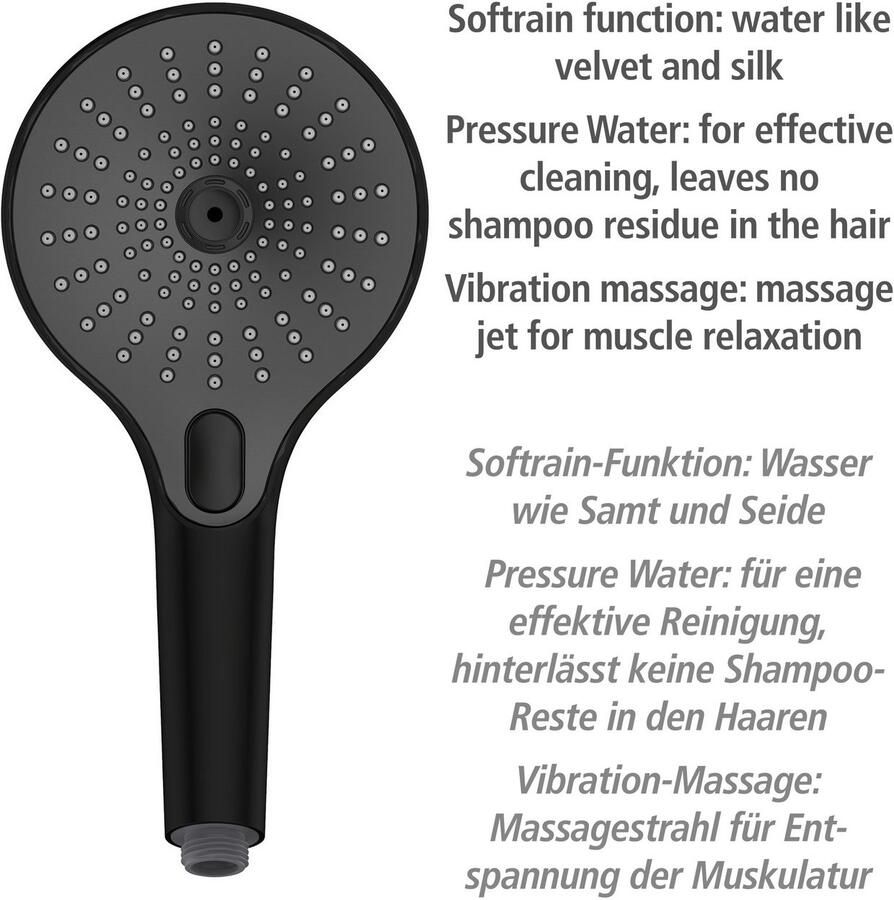 Wenko Handsproeier Ultimate Shower Zwart grijs Ø 13 cm (1-delig) - Foto 4
