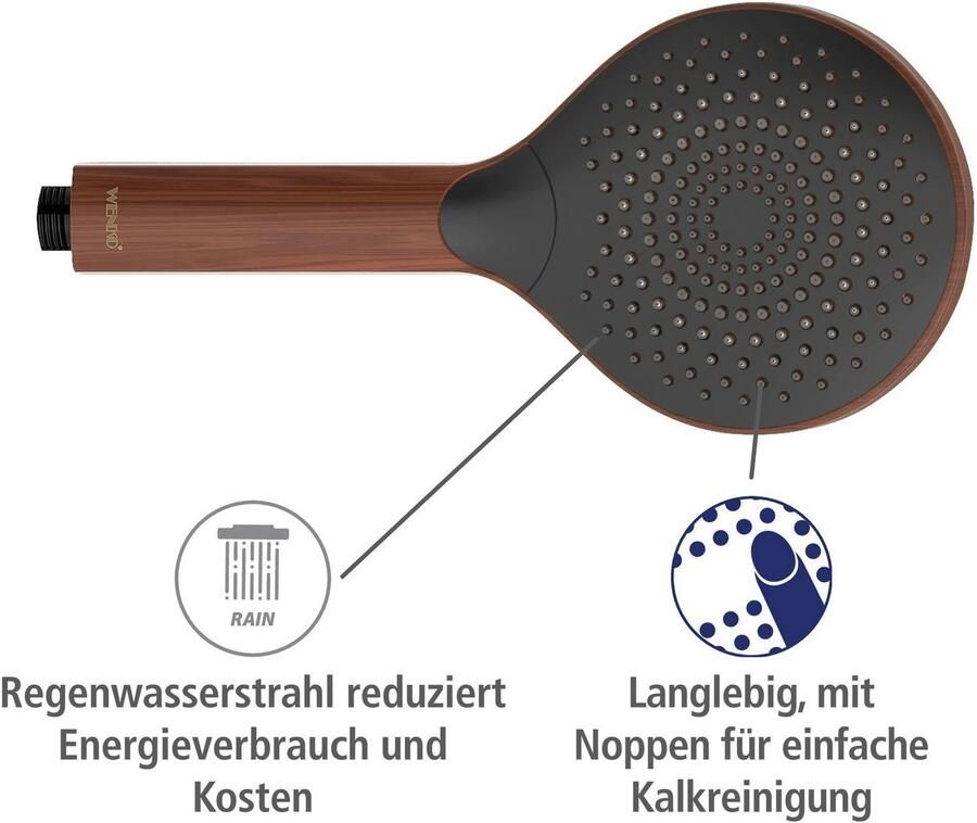 Wenko Handsproeier Watersaving Hout Ø 12 cm (1-delig) - Foto 6
