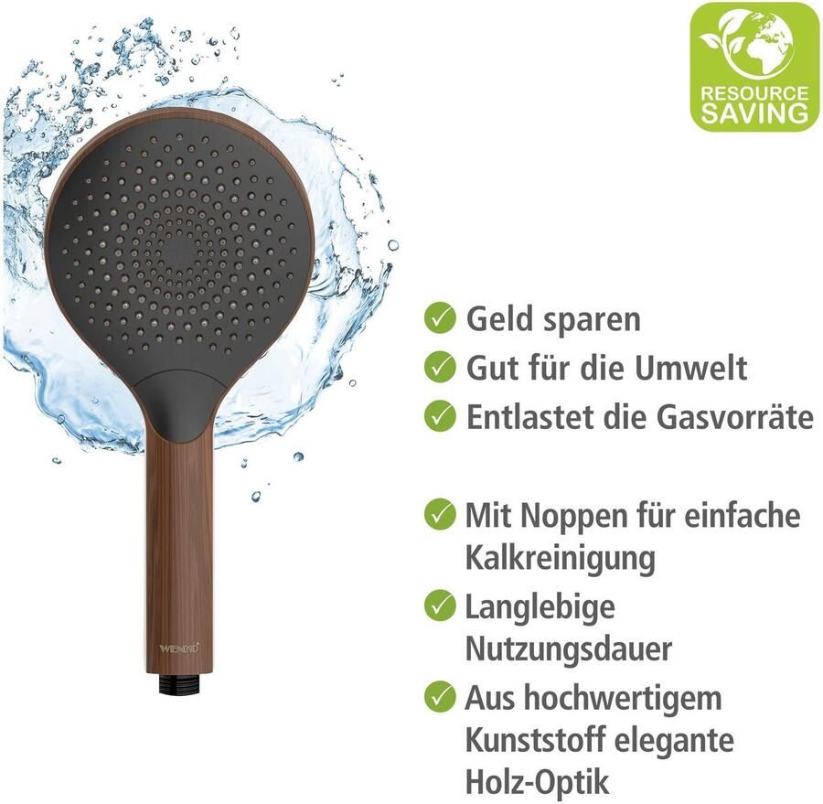 Wenko Handsproeier Watersaving Hout Ø 12 cm (1-delig) - Foto 4