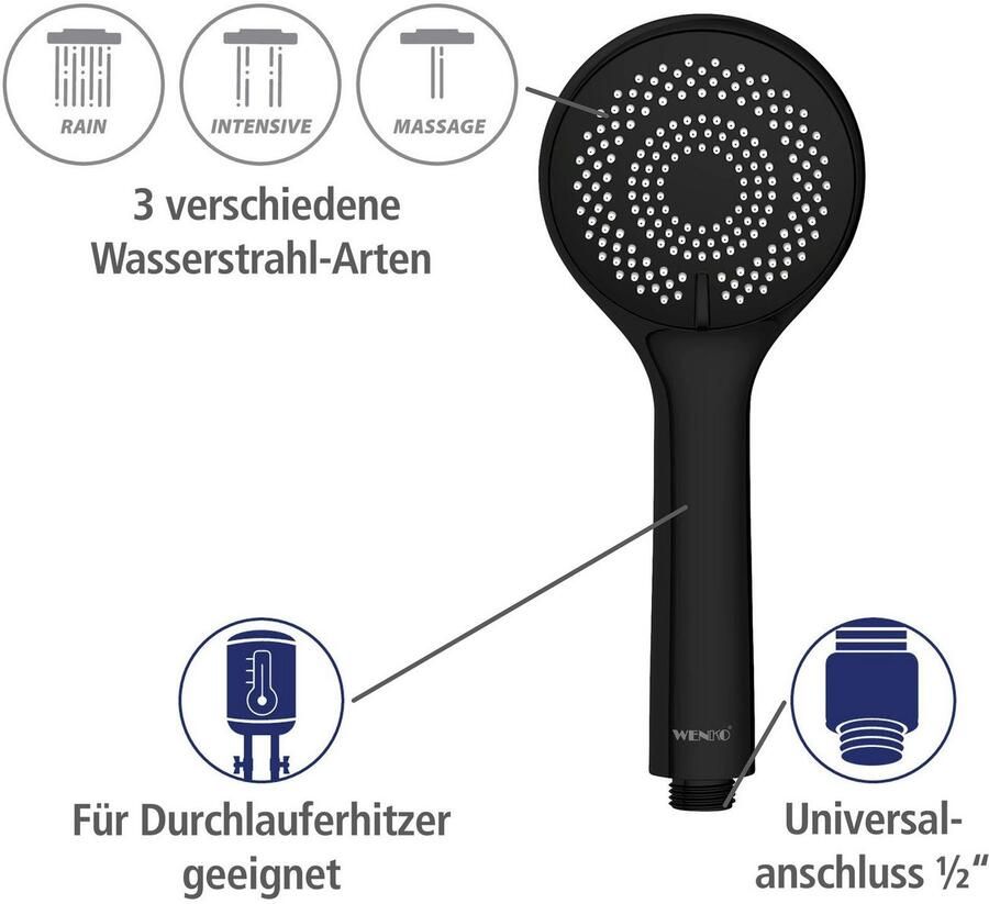 Wenko Handsproeier Watersaving Mat zwart Ø 9 5 cm (1-delig) - Foto 4