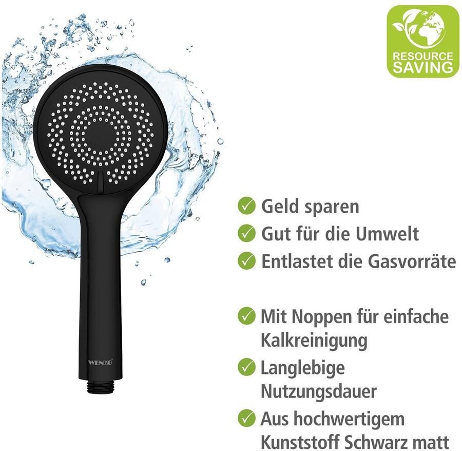 Wenko Handsproeier Watersaving Mat zwart Ø 9 5 cm (1-delig) - Foto 3