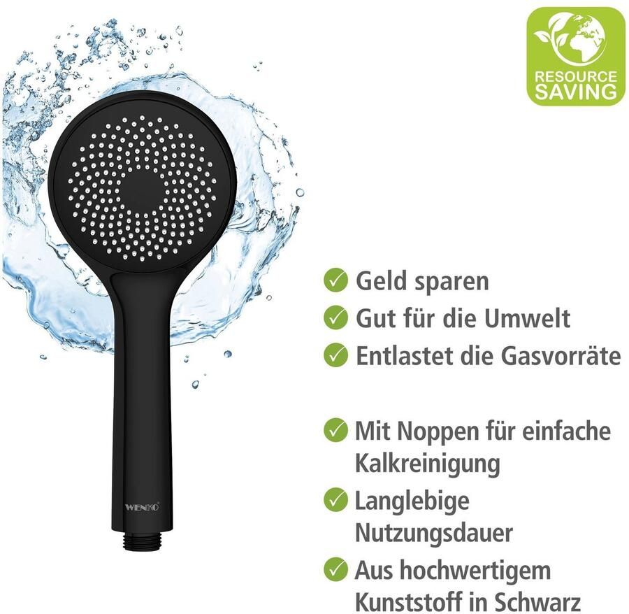 Wenko Handsproeier Watersaving Mat zwart Ø 9 5 cm (1-delig) - Foto 3