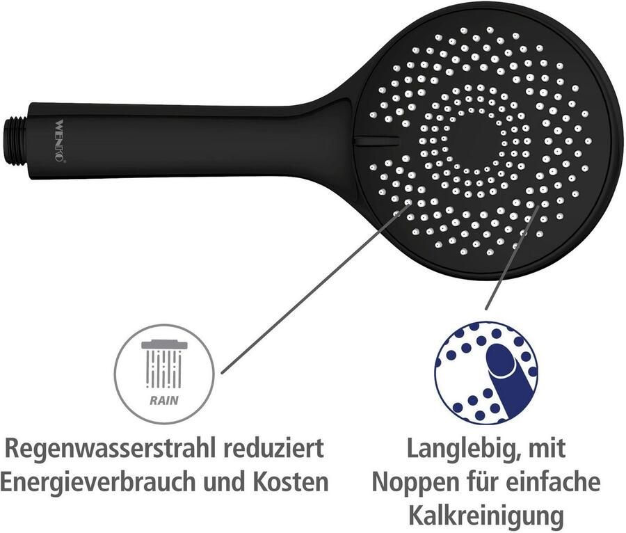 Wenko Handsproeier Watersaving Matzwart Ø 11 cm (1-delig) - Foto 6