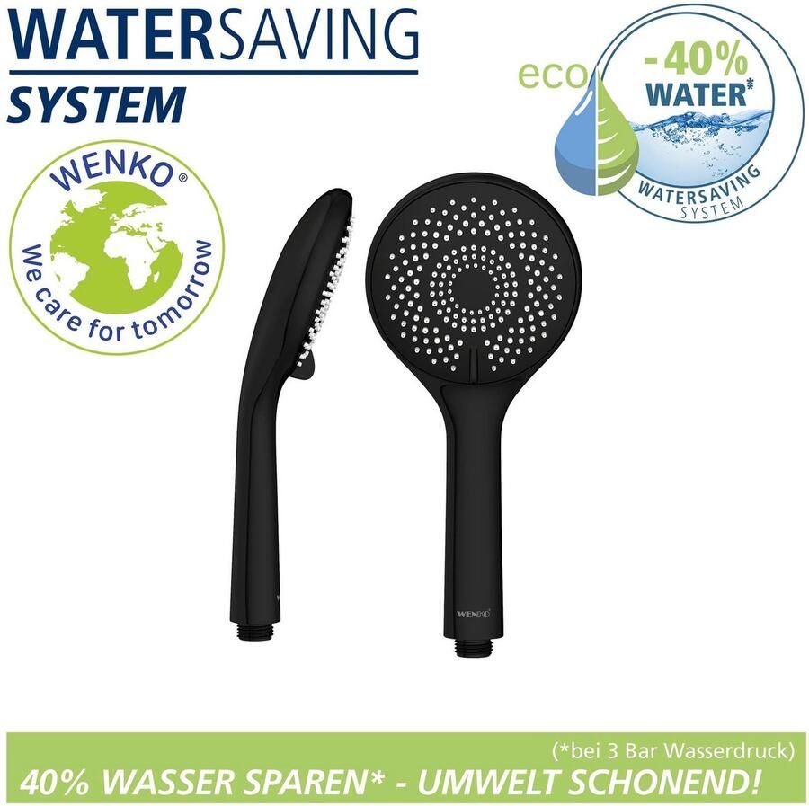 Wenko Handsproeier Watersaving Matzwart Ø 11 cm (1-delig)