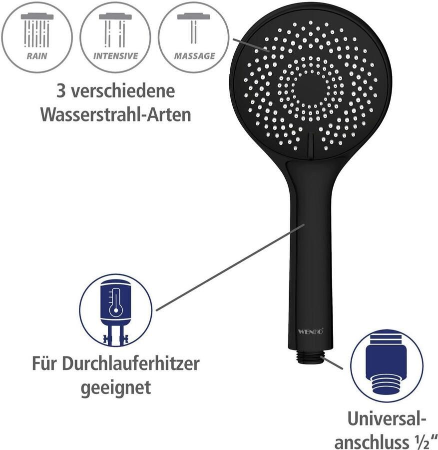 Wenko Handsproeier Watersaving Matzwart Ø 11 cm (1-delig) - Foto 4