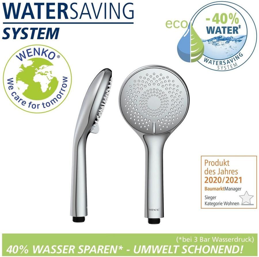Wenko Handsproeier Watersaving systeem Douchekop Watersaving chroom diameter 11 cm