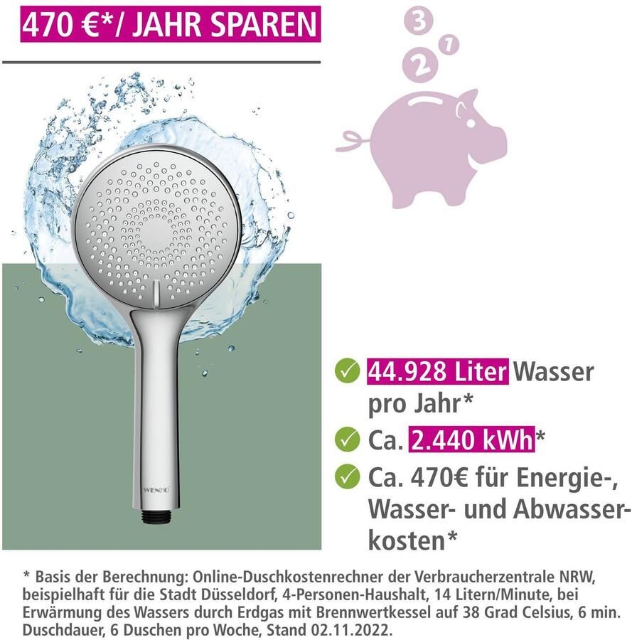 Wenko Handsproeier Watersaving systeem Douchekop Watersaving chroom diameter 11 cm - Foto 2
