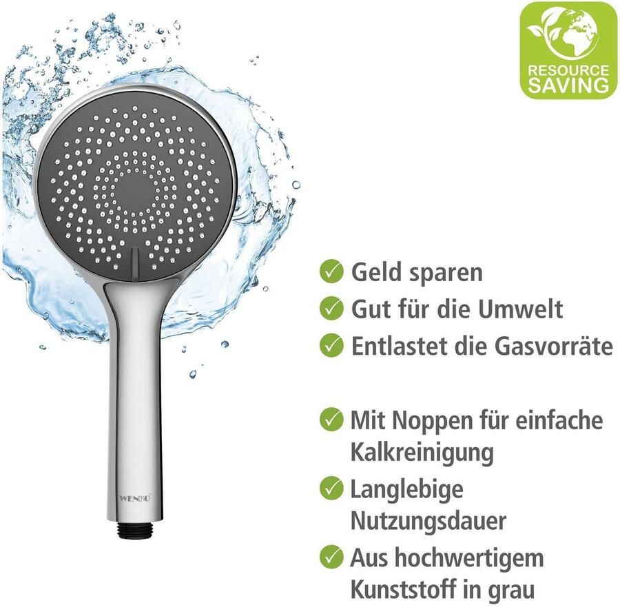 Wenko Handsproeier Watersaving systeem Douchekop Watersaving grijs diameter 11 cm - Foto 3