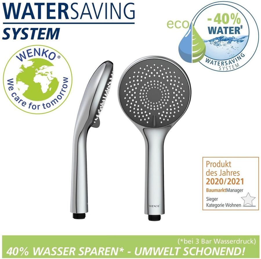 Wenko Handsproeier Watersaving systeem Douchekop Watersaving grijs diameter 11 cm