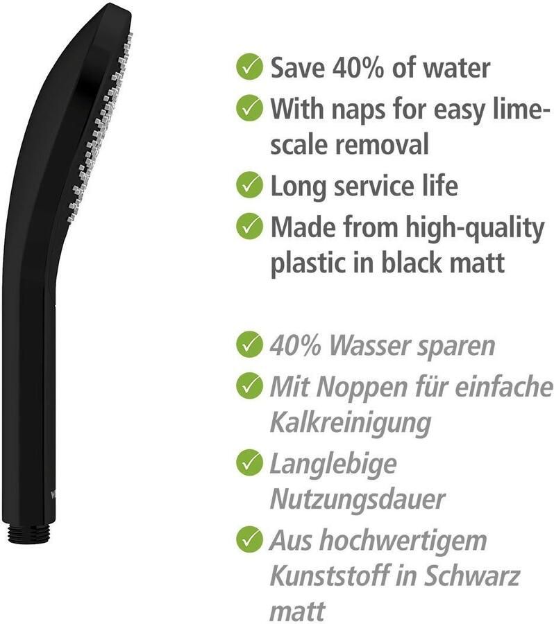 Wenko Handsproeier Watersaving Zwart mat Ø 12 cm (1-delig) - Foto 8