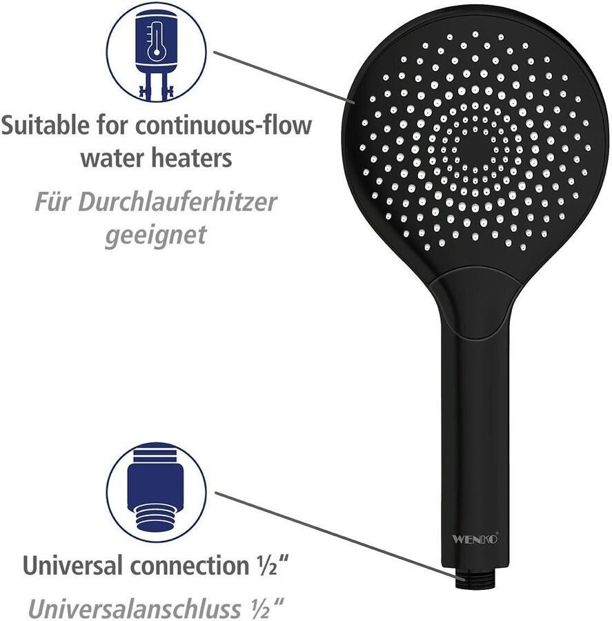 Wenko Handsproeier Watersaving Zwart mat Ø 12 cm (1-delig) - Foto 4