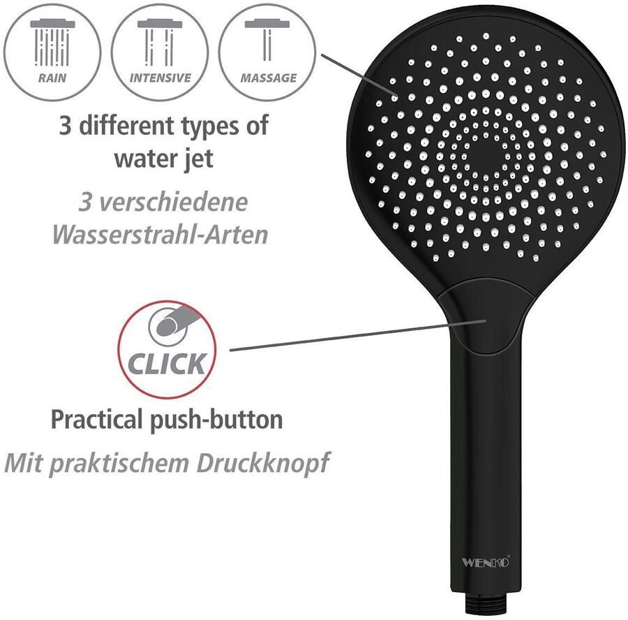 Wenko Handsproeier Watersaving Zwart mat Ø 12 cm (1-delig) - Foto 3