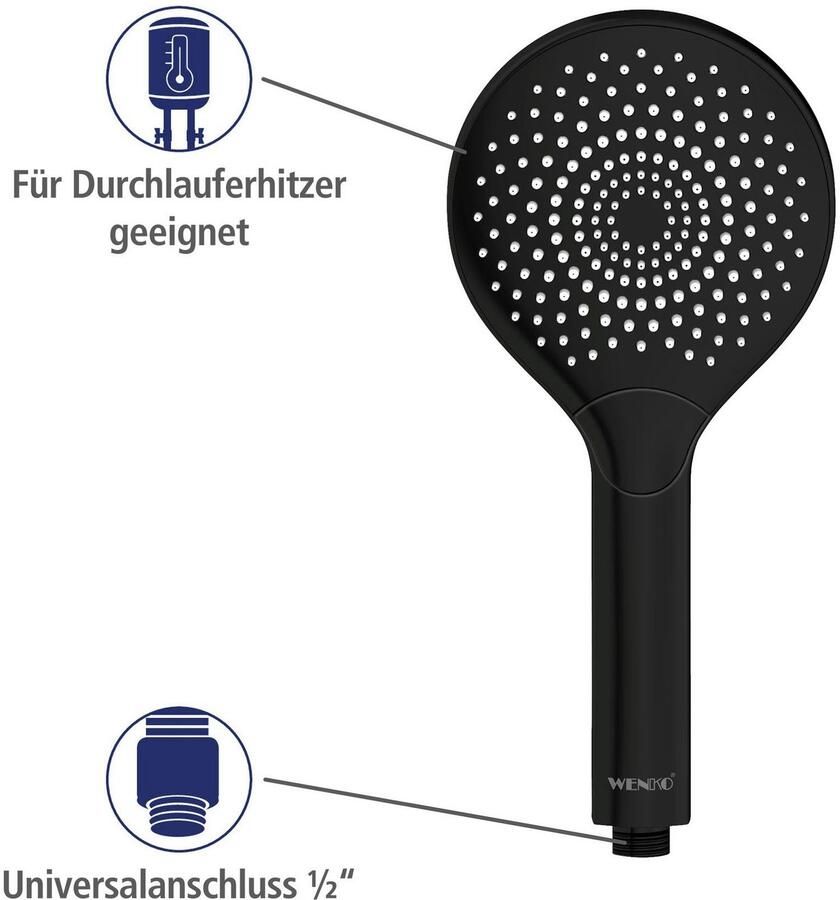 Wenko Handsproeier Watersaving Zwart mat Ø 12 cm (1-delig) - Foto 7