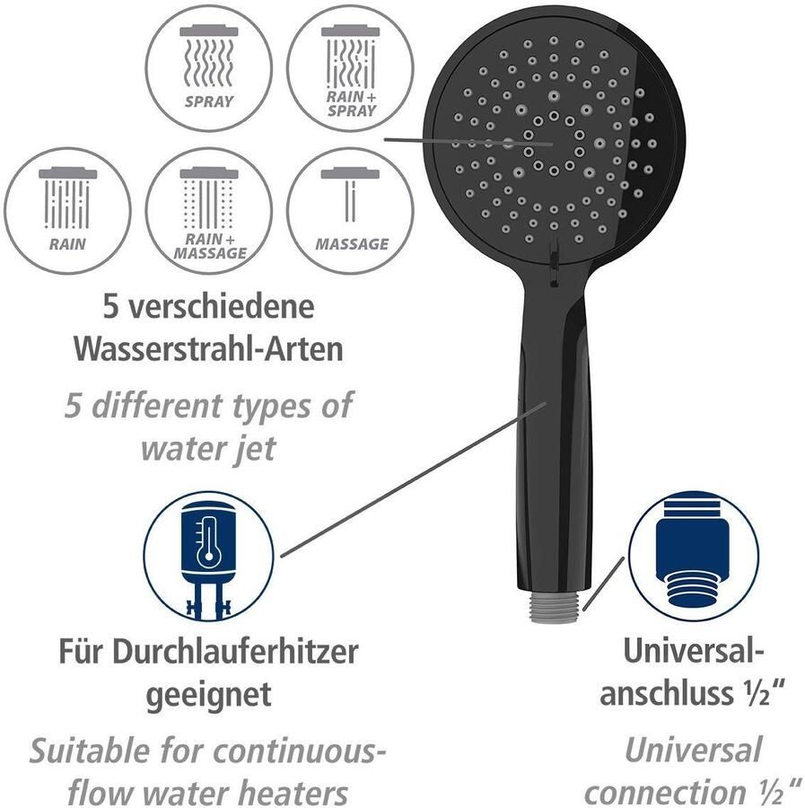 Wenko Handsproeier Young Zwart Ø 11 cm (1-delig) - Foto 3