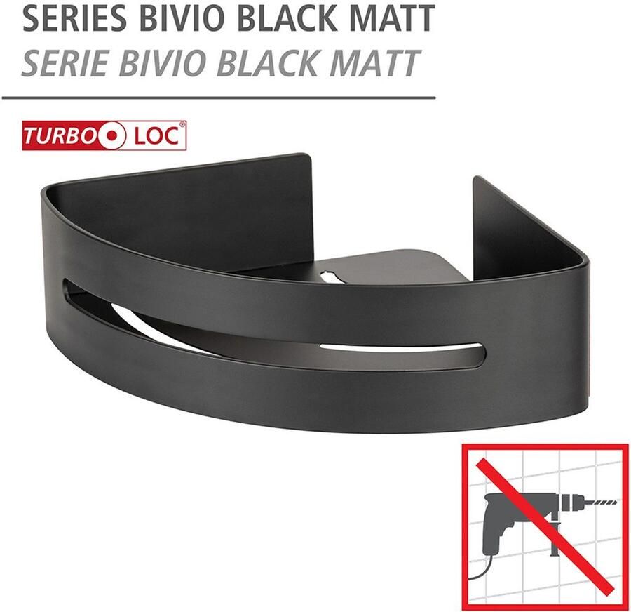 Wenko Hoekrek Turbo-Loc model Bivio van aluminium voor shampoo roestvrij bevestiging zonder boren - Foto 2