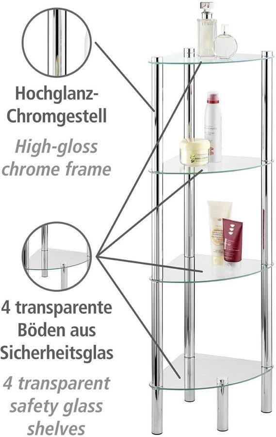 Wenko YAGO hoekbadplankje glas 4 niveaus - Foto 3