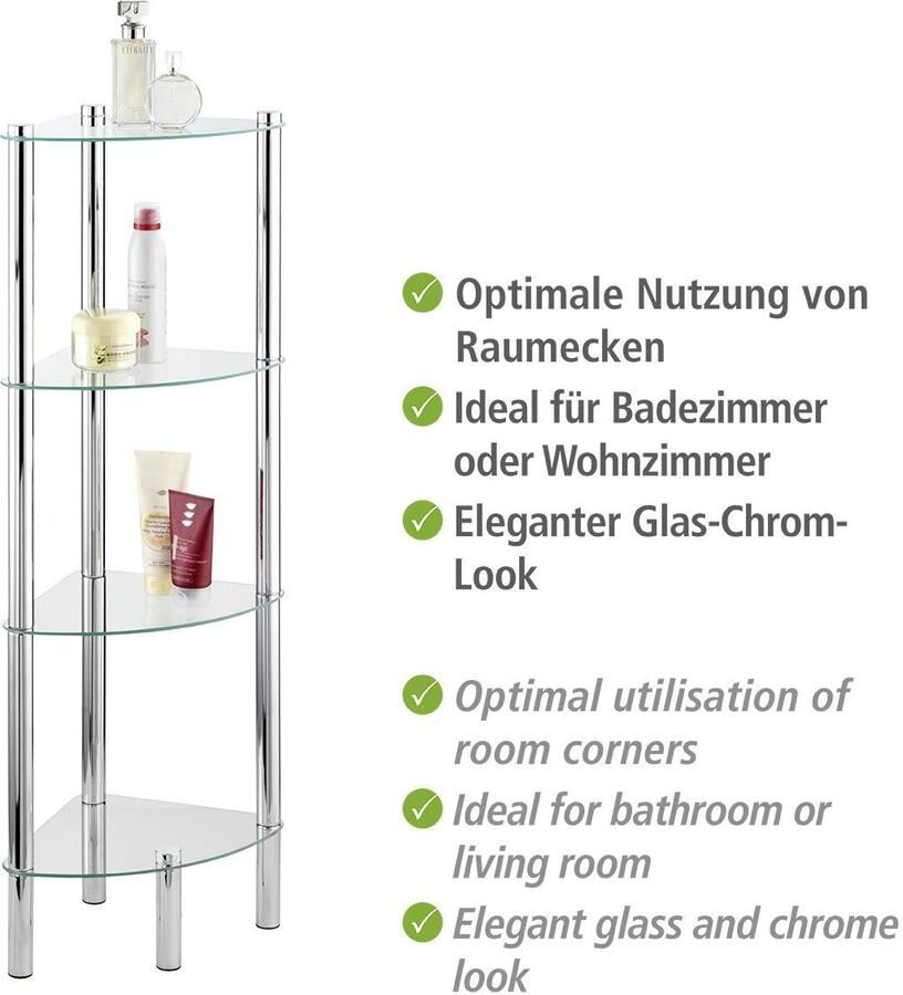 Wenko YAGO hoekbadplankje glas 4 niveaus - Foto 1