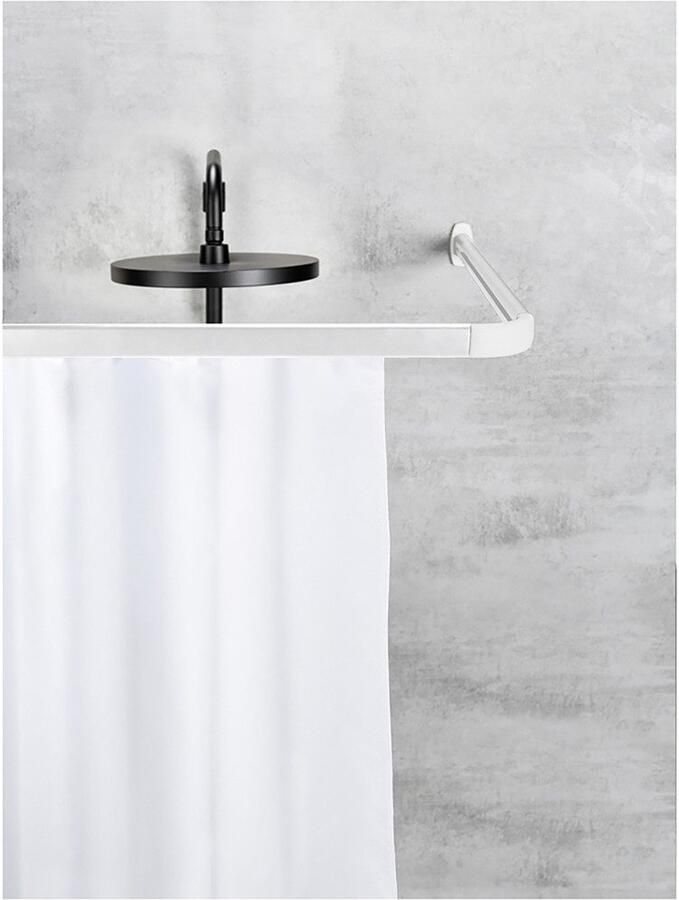 Wenko Hoekstang Model Era Hoekrail van aluminium voor douchegordijnen inclusief 16 speciale glijders 81 cm x 2 cm - Foto 7