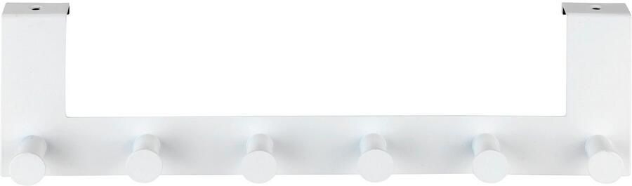 Wenko Deurkapstok Celano wit staal 39cm breed met 6 haken Hakenlijst Deurgarderobe Voor opdekdeuren 2cm dik - Foto 4