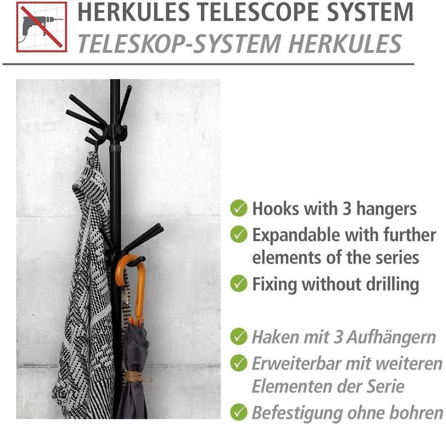 Wenko Modulair zwart rek Drievoudige hoek Ophangen zonder boren - Foto 2