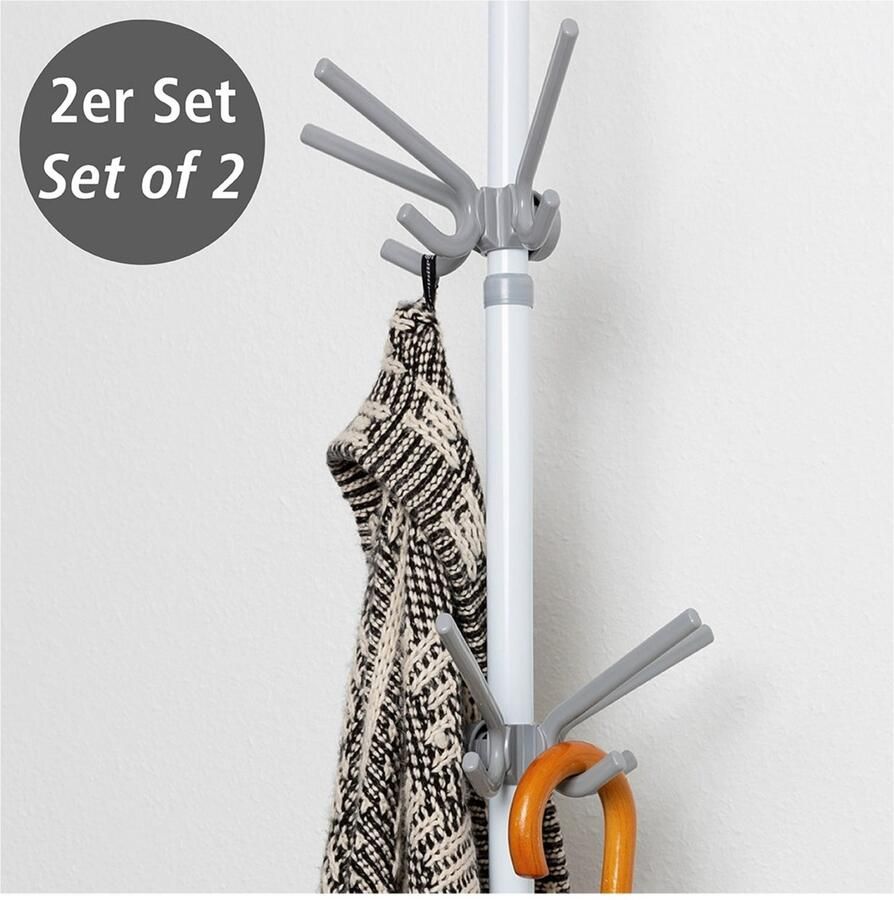 Wenko Kapstokhaken Model Herkules Haak met 3 hangers uitbreiding voor het Herkules telescopisch systeem (set 2 stuks)