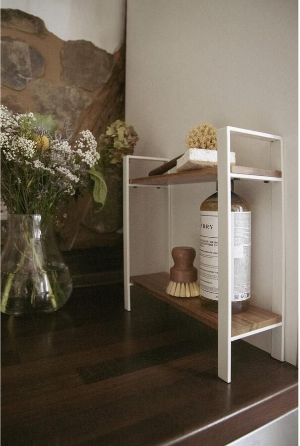 Wenko Keukenrek Model Louisa 2 etages met 2 acaciahouten planken staande plank voor het werkblad - Foto 5