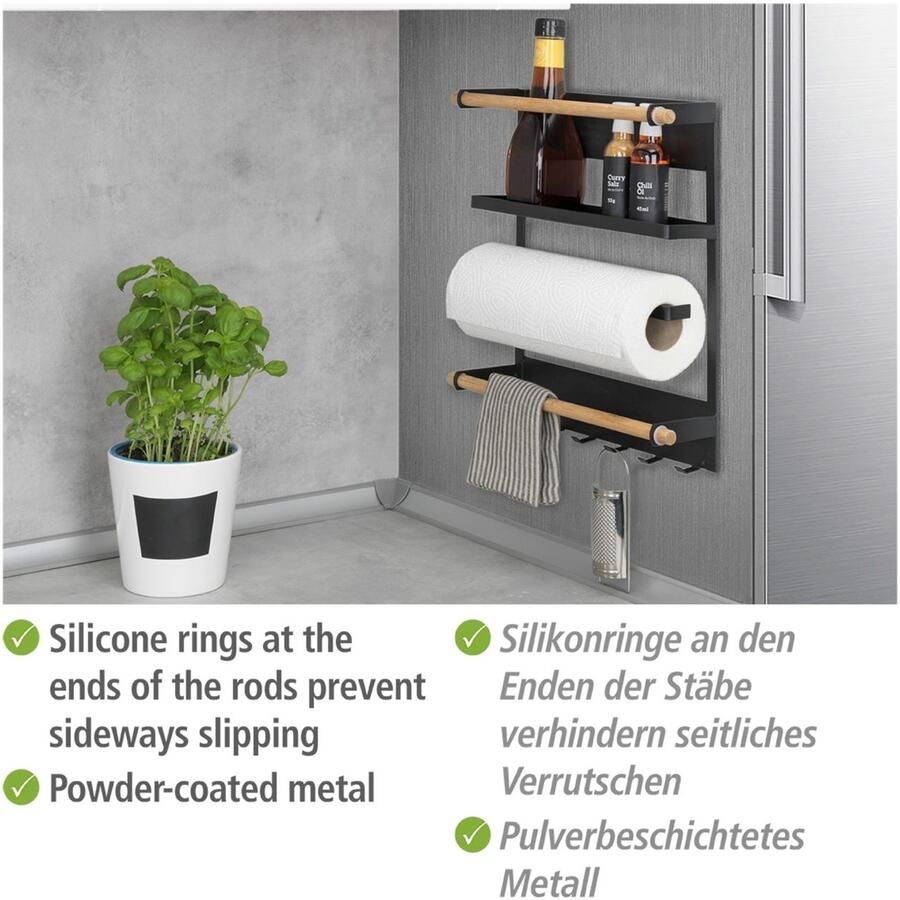 Wenko Keukenrek Model Magna magnetische rek met keukenrolhouder bevestiging zonder boren