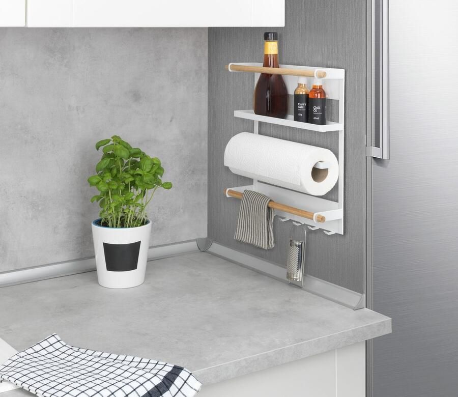 Wenko Keukenrek Model Magna magnetische rek met keukenrolhouder bevestiging zonder boren - Foto 7