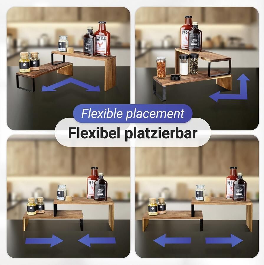 Wenko Keukenrek Model Vali Acacia Rek van acaciahout voor het werkblad flexibel combineerbaar (2 stuks) - Foto 5