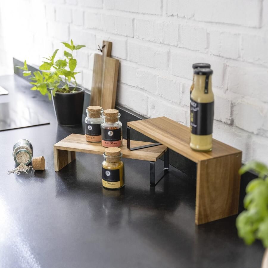 Wenko Keukenrek Model Vali Acacia Rek van acaciahout voor het werkblad flexibel combineerbaar (2 stuks) - Foto 3