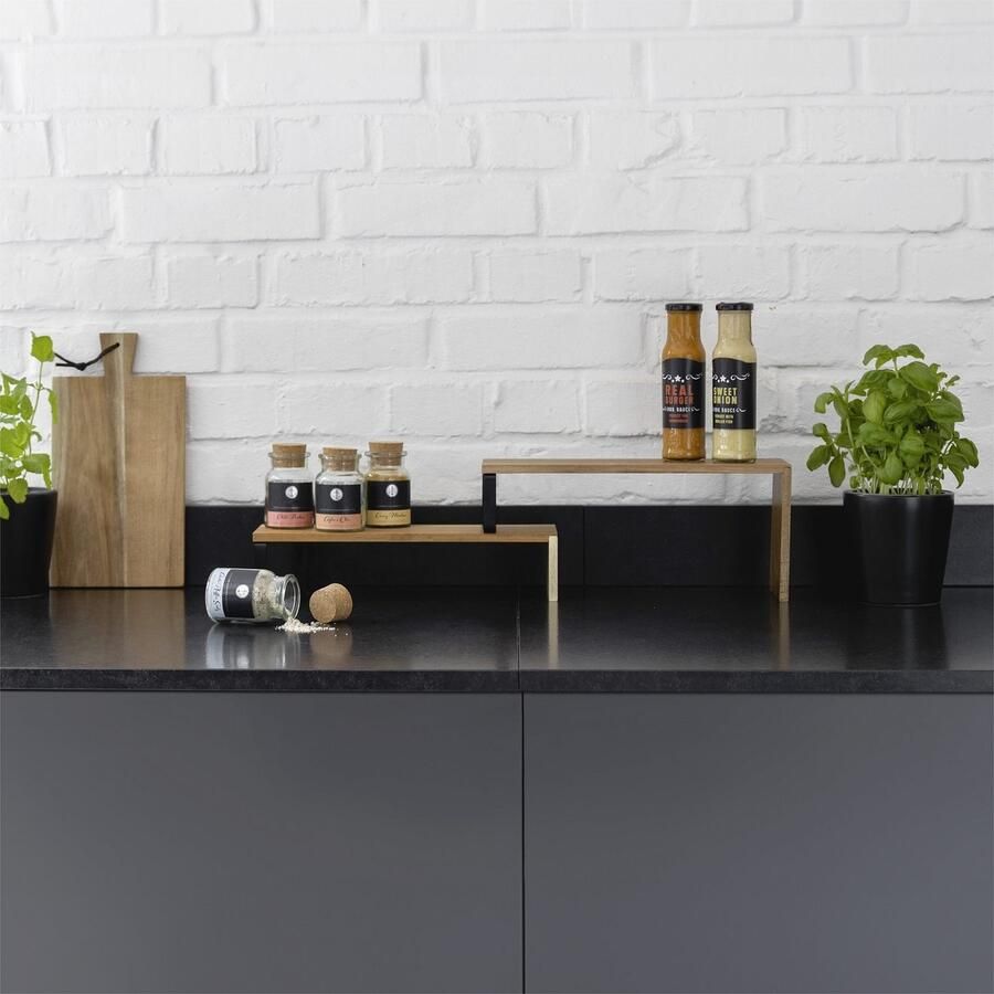 Wenko Keukenrek Model Vali Acacia Rek van acaciahout voor het werkblad flexibel combineerbaar (2 stuks) - Foto 4