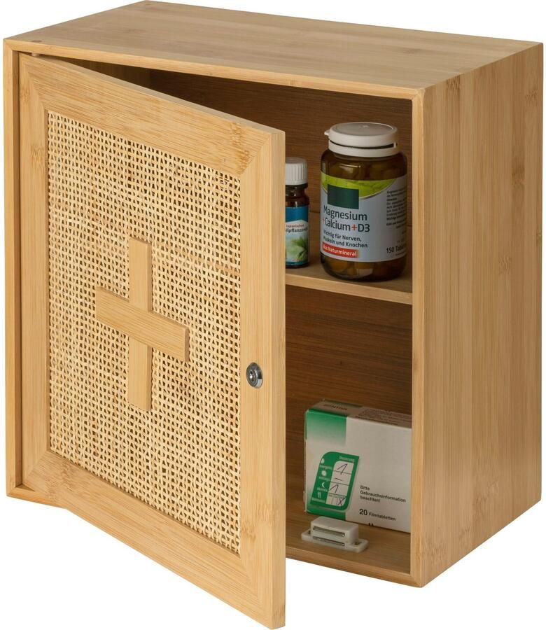 Wenko Medicijnkastje Allegre van bamboe en rotan - Foto 9