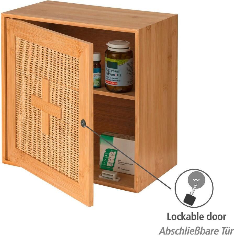 Wenko Medicijnkastje Allegre van bamboe en rotan - Foto 3