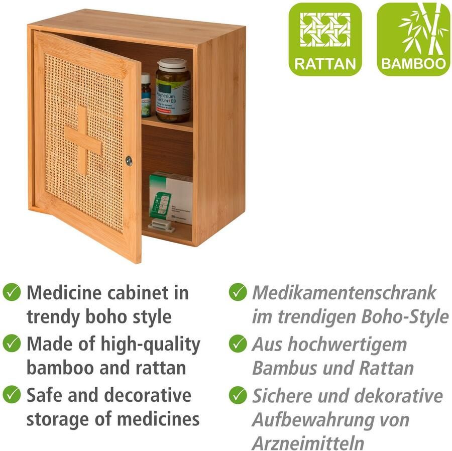 Wenko Medicijnkastje Allegre van bamboe en rotan - Foto 2