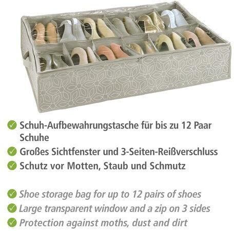 Wenko Onderbedlade Modell Balance Opbergdoos voor 12 paar schoenen met venster en rits - Foto 3