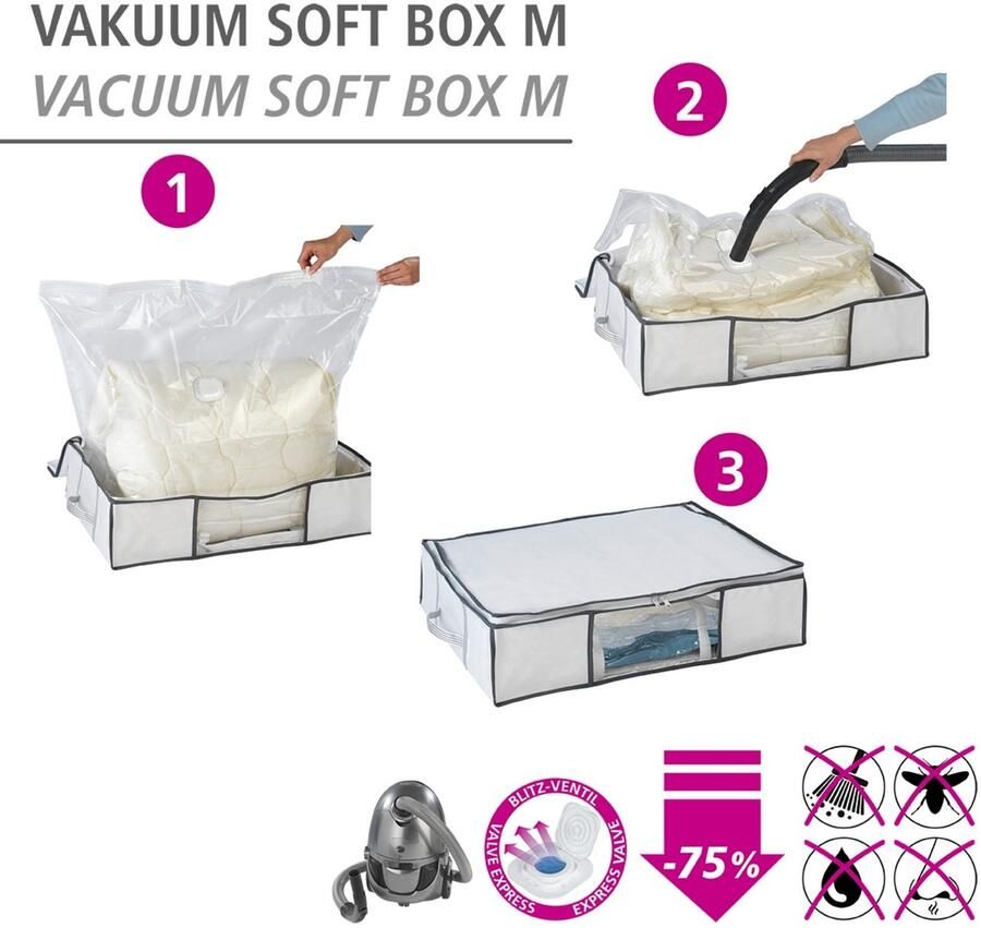 Wenko Onderbedlade Vacuüm-softbox M geïntegreerde vacuümzak & snelle ontluchting tot 75% ruimtebesparing - Foto 6
