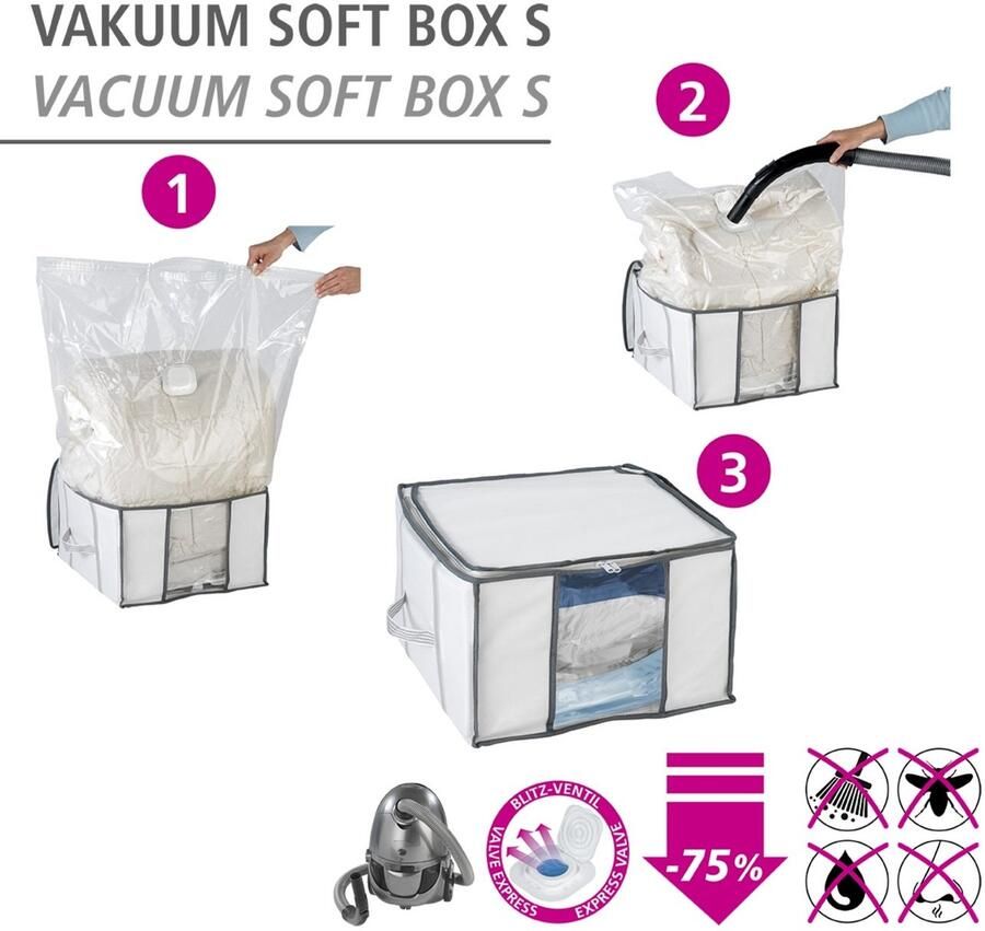Wenko Onderbedlade Vacuüm-softbox S geïntegreerde vacuümzak & snelle ontluchting tot 75% ruimtebesparing - Foto 5