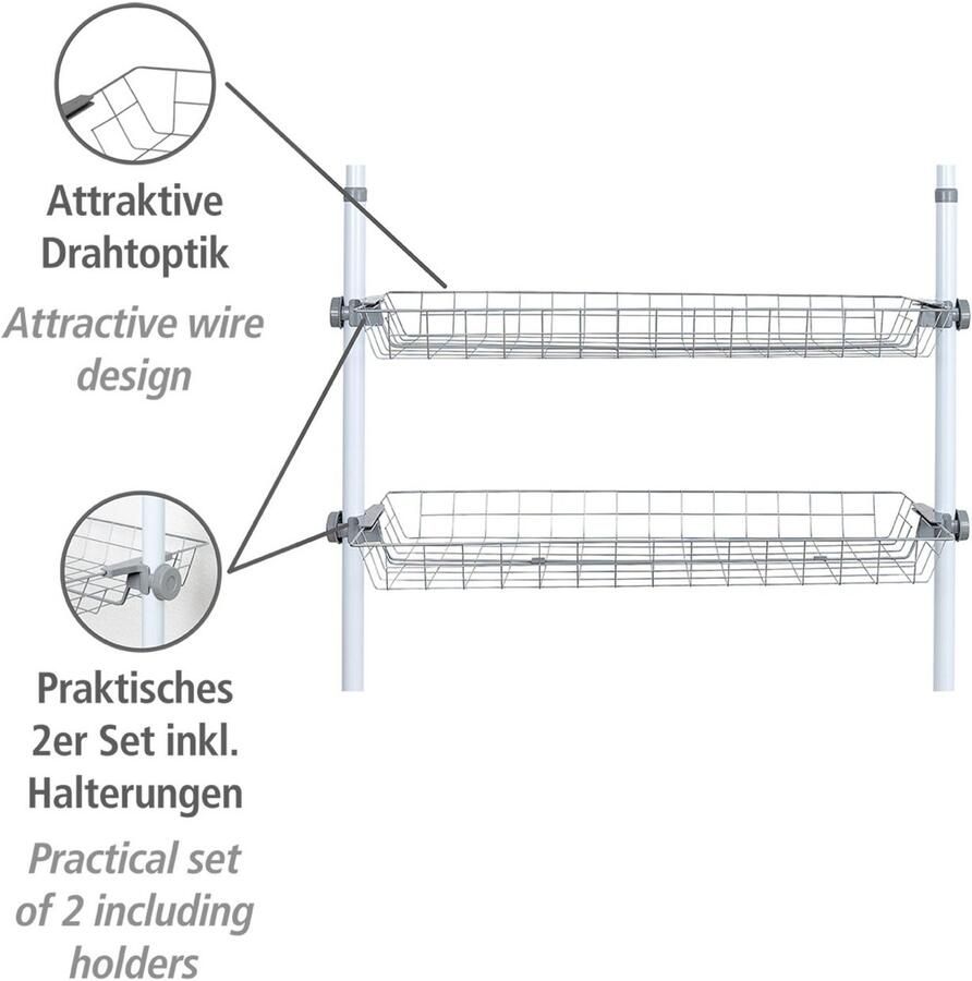 Wenko Organizer Model Herkules Draadmanden van staal uitbreiding voor het telescoop-systeem Herkules (set 2-delig) - Foto 3