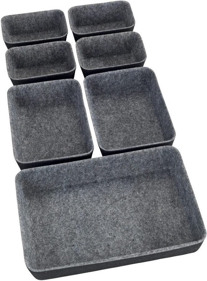 Wenko Organizer Opbergdozen voor lades 3 maten gerecycled polyester vilt (set 7-delig) - Foto 7