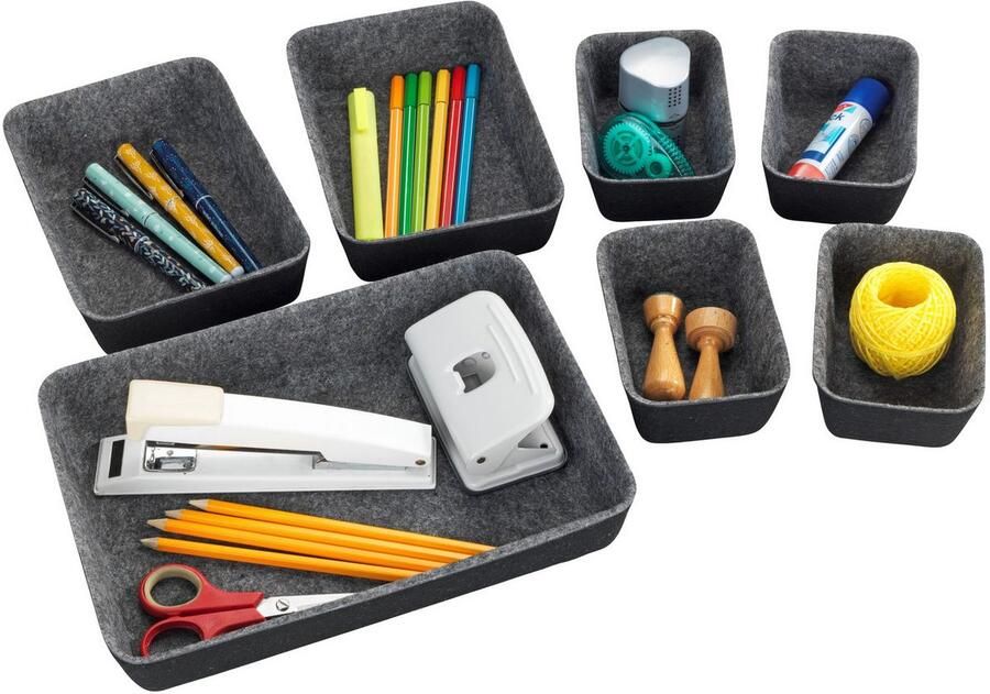 Wenko Organizer Opbergdozen voor lades 3 maten gerecycled polyester vilt (set 7-delig) - Foto 8