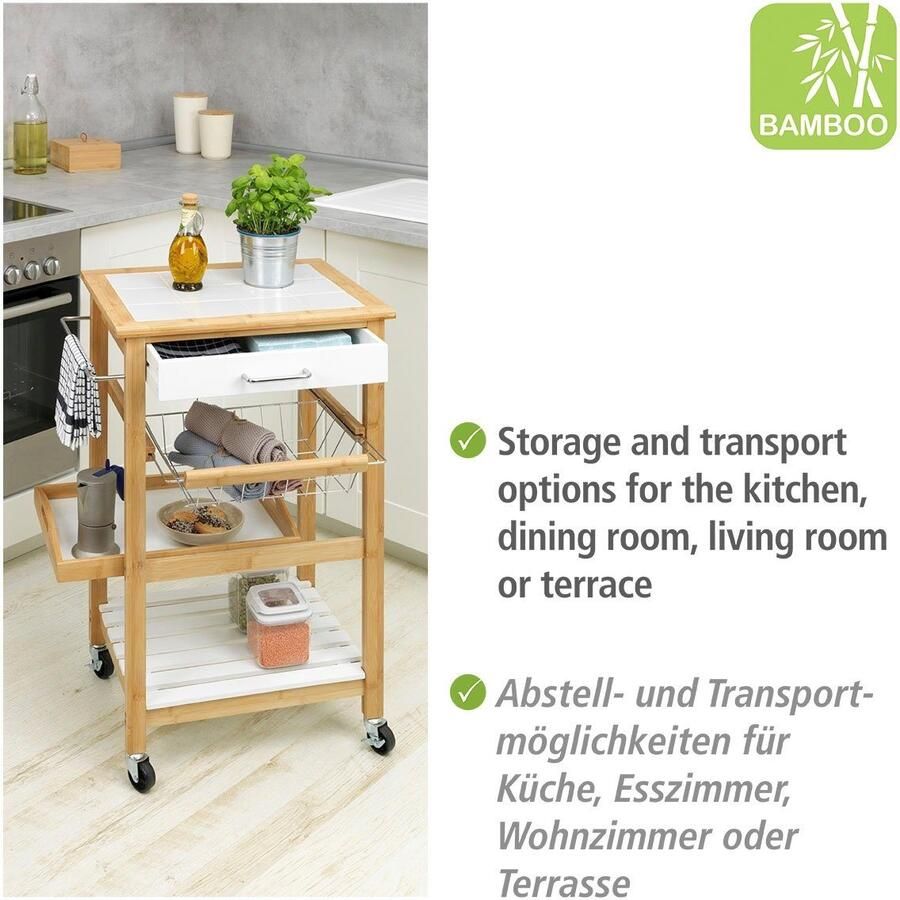 Wenko Pakketwagen Finja 3 plateaus 1 ophangmogelijkheid 1 mand 1 lade